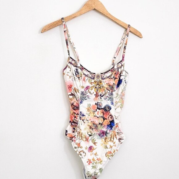 Camilla Rouched Side Onepiece Swimsuit in Friends with Frescos Small - Picture 3 of 12